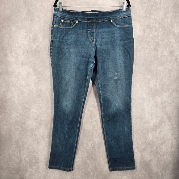 Nygard Blue Pullon Stretch Skinny Taper Denim Jeans Bottoms Pants Large 14 16 - Picture 1 of 7